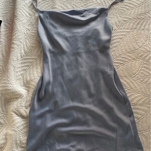 Blue Satin Slip Dress
